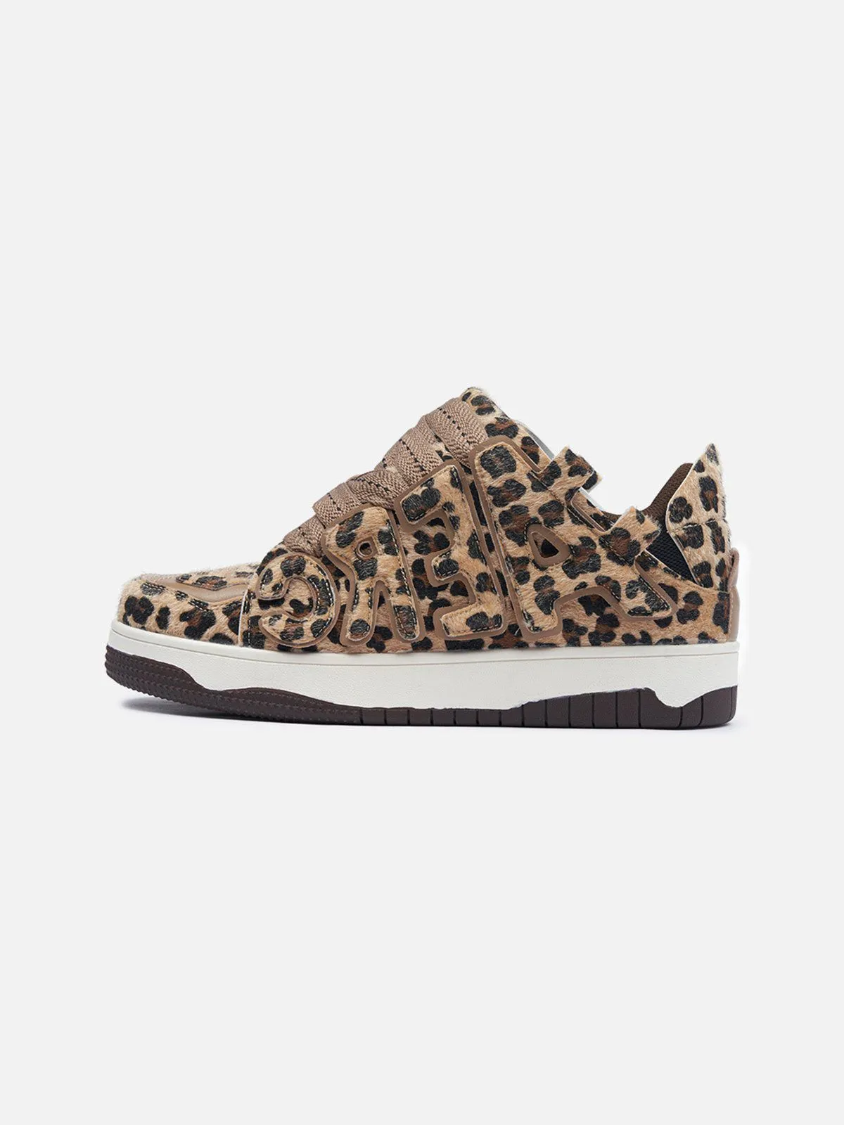 StarryClimb Leopard Print Applique Skate Shoes