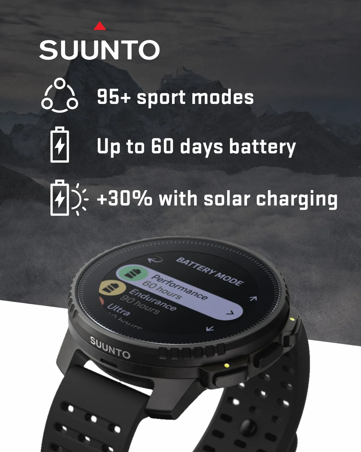 SUUNTO Vertical Adventure GPS Watch, Large Screen, Offline Maps, Solar Charging with Wearable4U Power Bank SQ Bundle