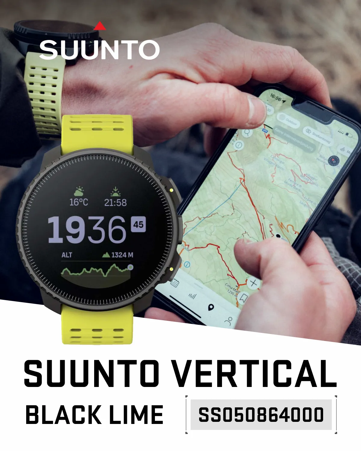 SUUNTO Vertical Adventure GPS Watch, Large Screen, Offline Maps, Solar Charging with Wearable4U Power Bank SQ Bundle