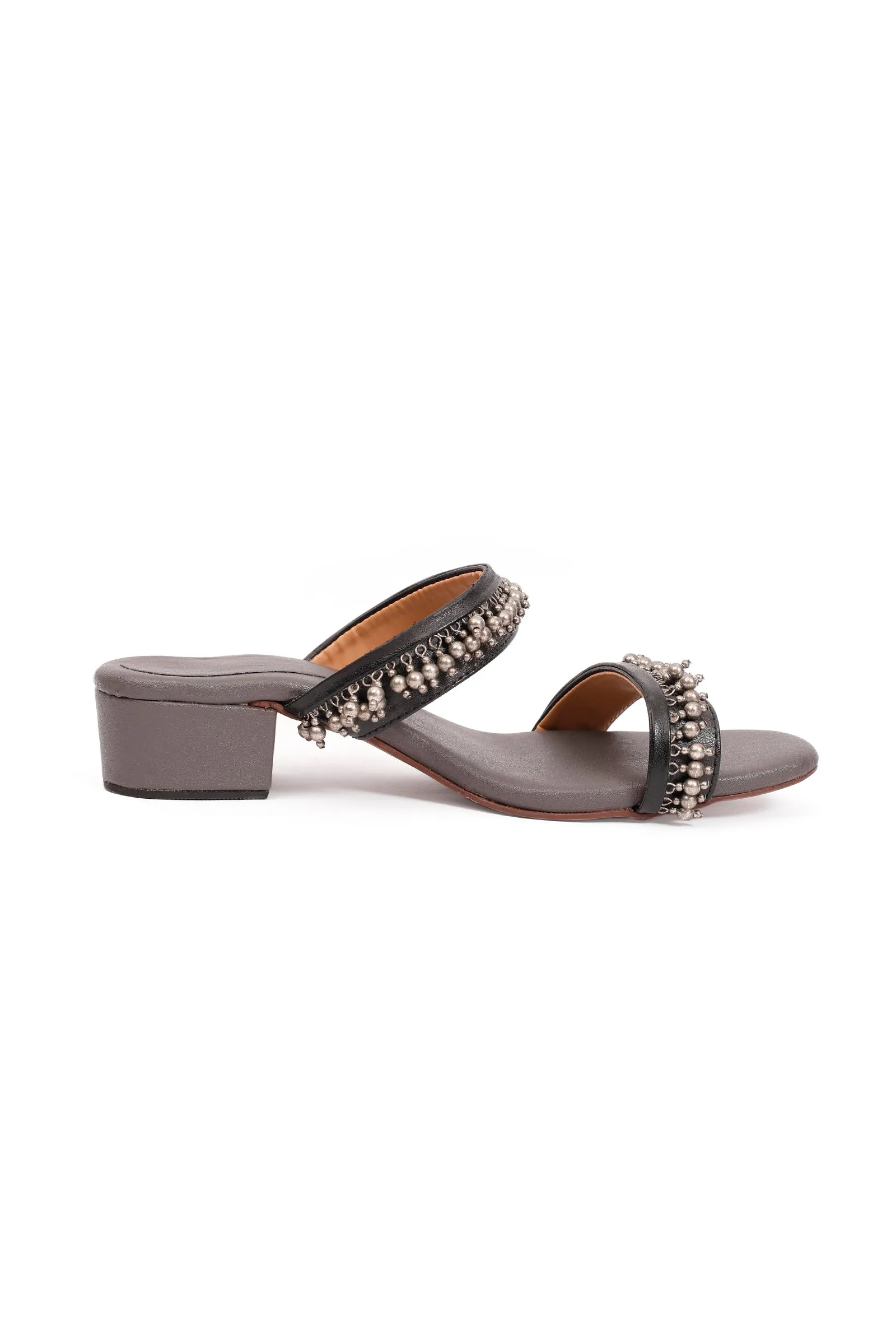 Trilochana Grey Ghungroo Strap Sandals