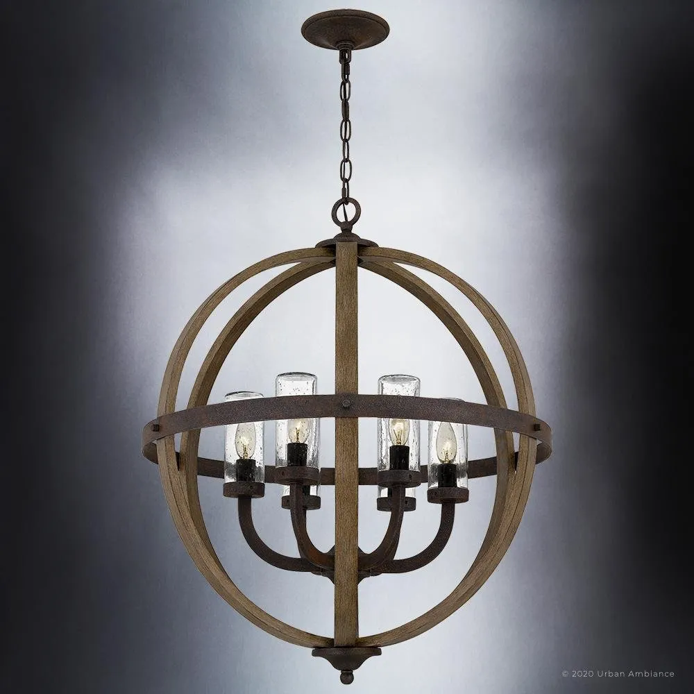 UQL3850 Old World Chandelier 28.5''H x 24.75''W, Antique Black Finish, Blackburn Collection