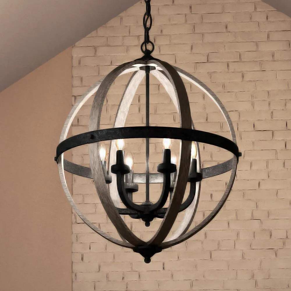 UQL3851 Old World Chandelier 28.5''H x 24.75''W, Antique Black Finish, Blackburn Collection