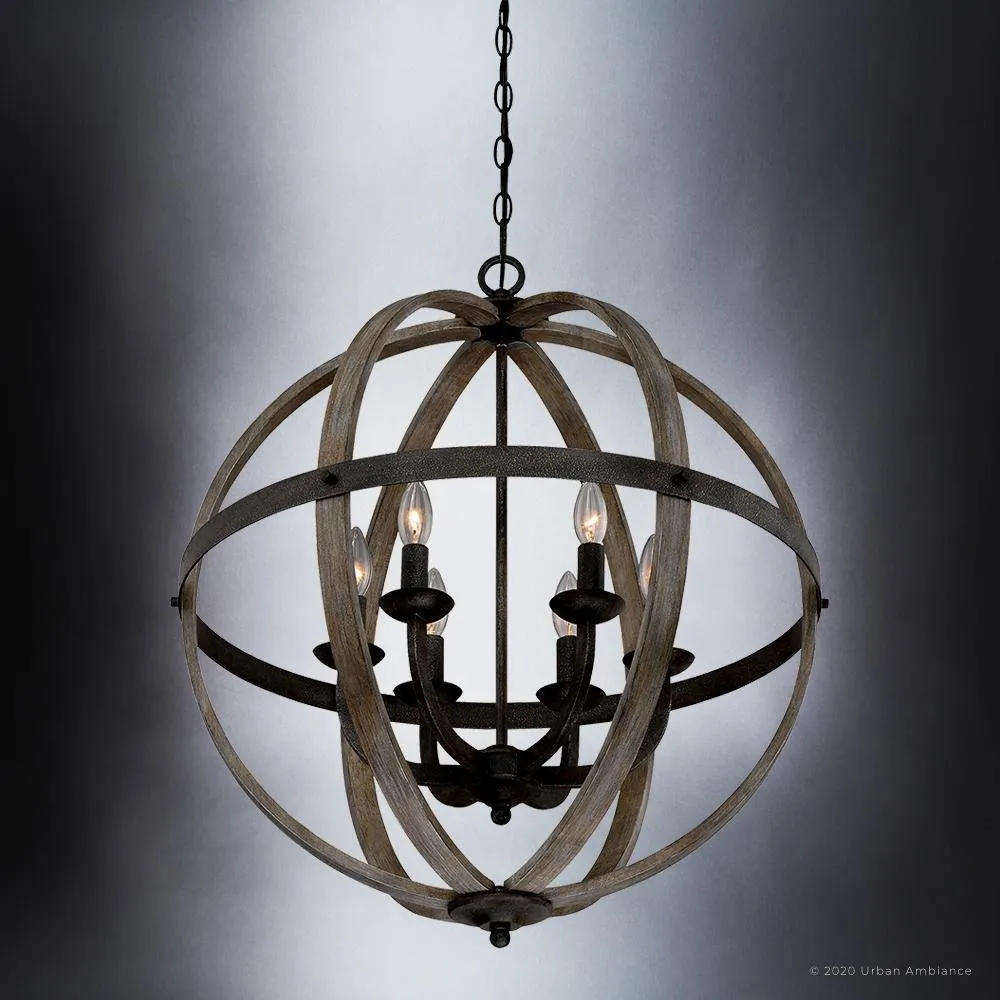 UQL3851 Old World Chandelier 28.5''H x 24.75''W, Antique Black Finish, Blackburn Collection