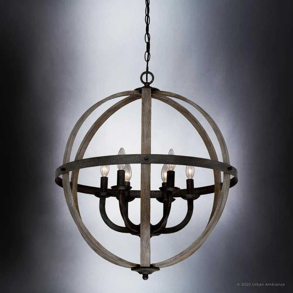 UQL3851 Old World Chandelier 28.5''H x 24.75''W, Antique Black Finish, Blackburn Collection