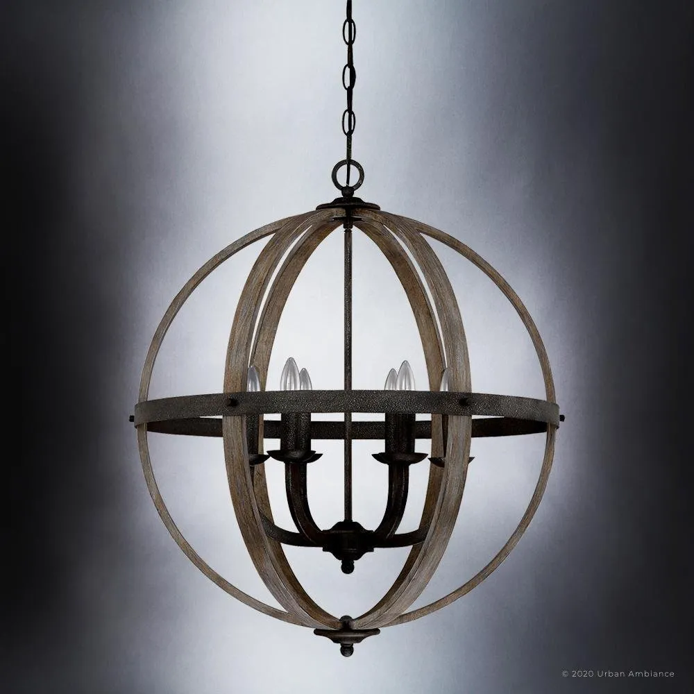 UQL3851 Old World Chandelier 28.5''H x 24.75''W, Antique Black Finish, Blackburn Collection