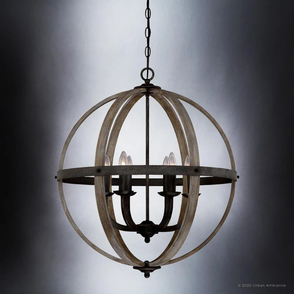 UQL3851 Old World Chandelier 28.5''H x 24.75''W, Antique Black Finish, Blackburn Collection