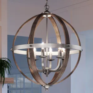 UQL3852 Old World Chandelier 28.5''H x 24.75''W, Brushed Nickel Finish, Blackburn Collection