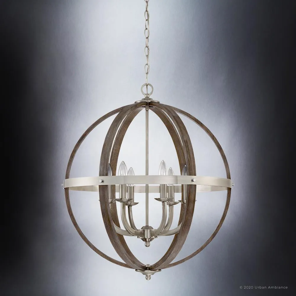 UQL3852 Old World Chandelier 28.5''H x 24.75''W, Brushed Nickel Finish, Blackburn Collection