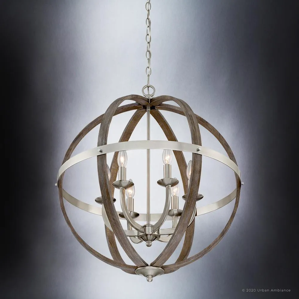 UQL3852 Old World Chandelier 28.5''H x 24.75''W, Brushed Nickel Finish, Blackburn Collection