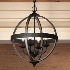 UQL3853 Old World Chandelier 19.75''H x 16.75''W, Antique Black Finish, Blackburn Collection