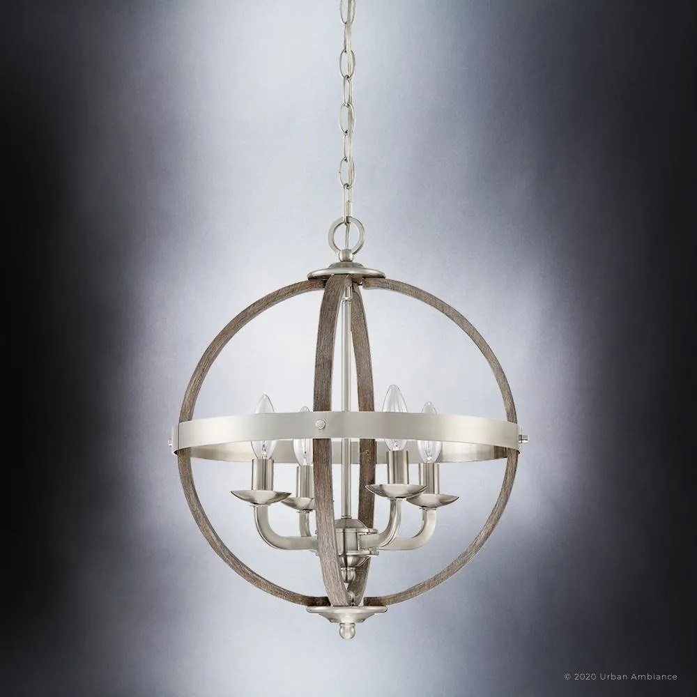 UQL3854 Old World Chandelier 19.75''H x 16.75''W, Brushed Nickel Finish, Blackburn Collection