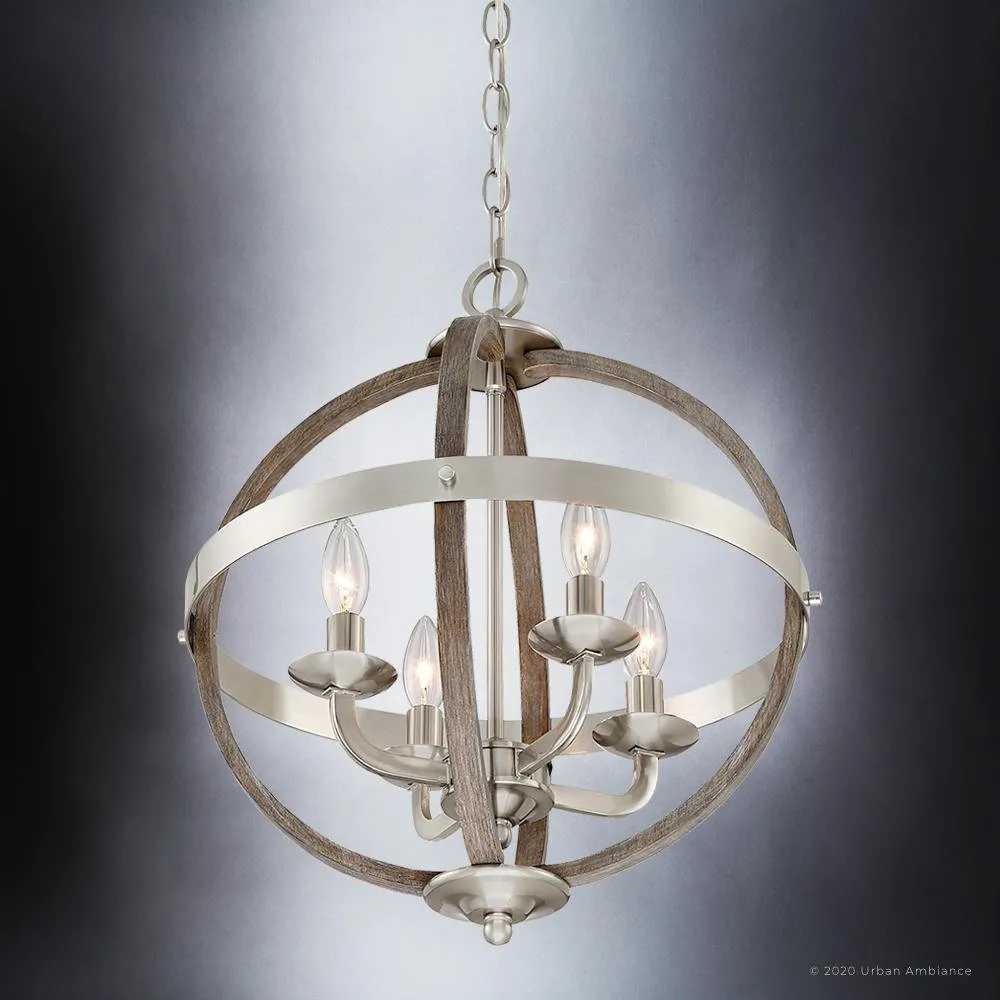 UQL3854 Old World Chandelier 19.75''H x 16.75''W, Brushed Nickel Finish, Blackburn Collection