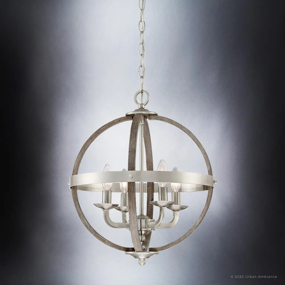 UQL3854 Old World Chandelier 19.75''H x 16.75''W, Brushed Nickel Finish, Blackburn Collection