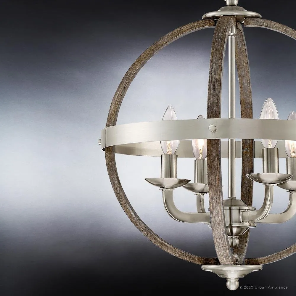 UQL3854 Old World Chandelier 19.75''H x 16.75''W, Brushed Nickel Finish, Blackburn Collection