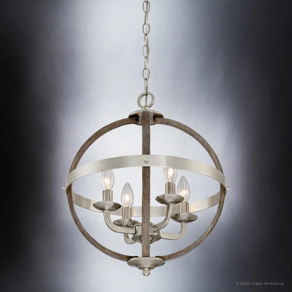 UQL3854 Old World Chandelier 19.75''H x 16.75''W, Brushed Nickel Finish, Blackburn Collection