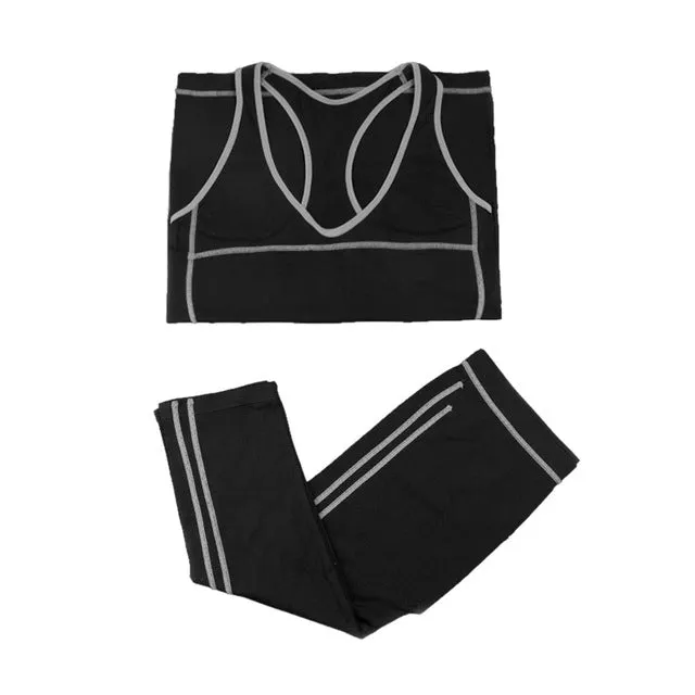 Vertvie 2 Pieces Women Yoga Set Crop Top Shirts   Skinny Legging Capri Pants Sports Sets Gym Running Clothing Fot Women Fitness