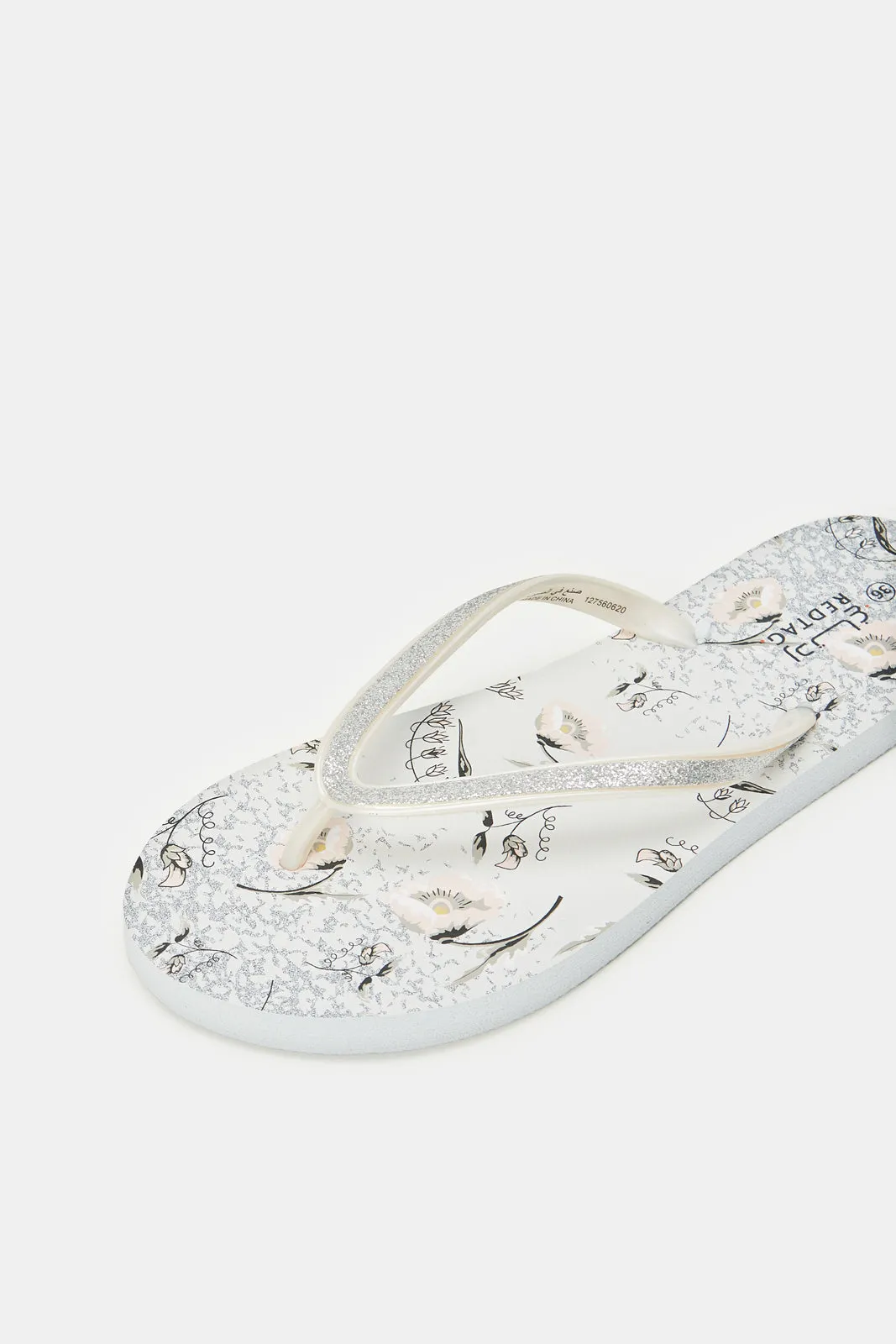 Women Grey Glitter Flip Flop