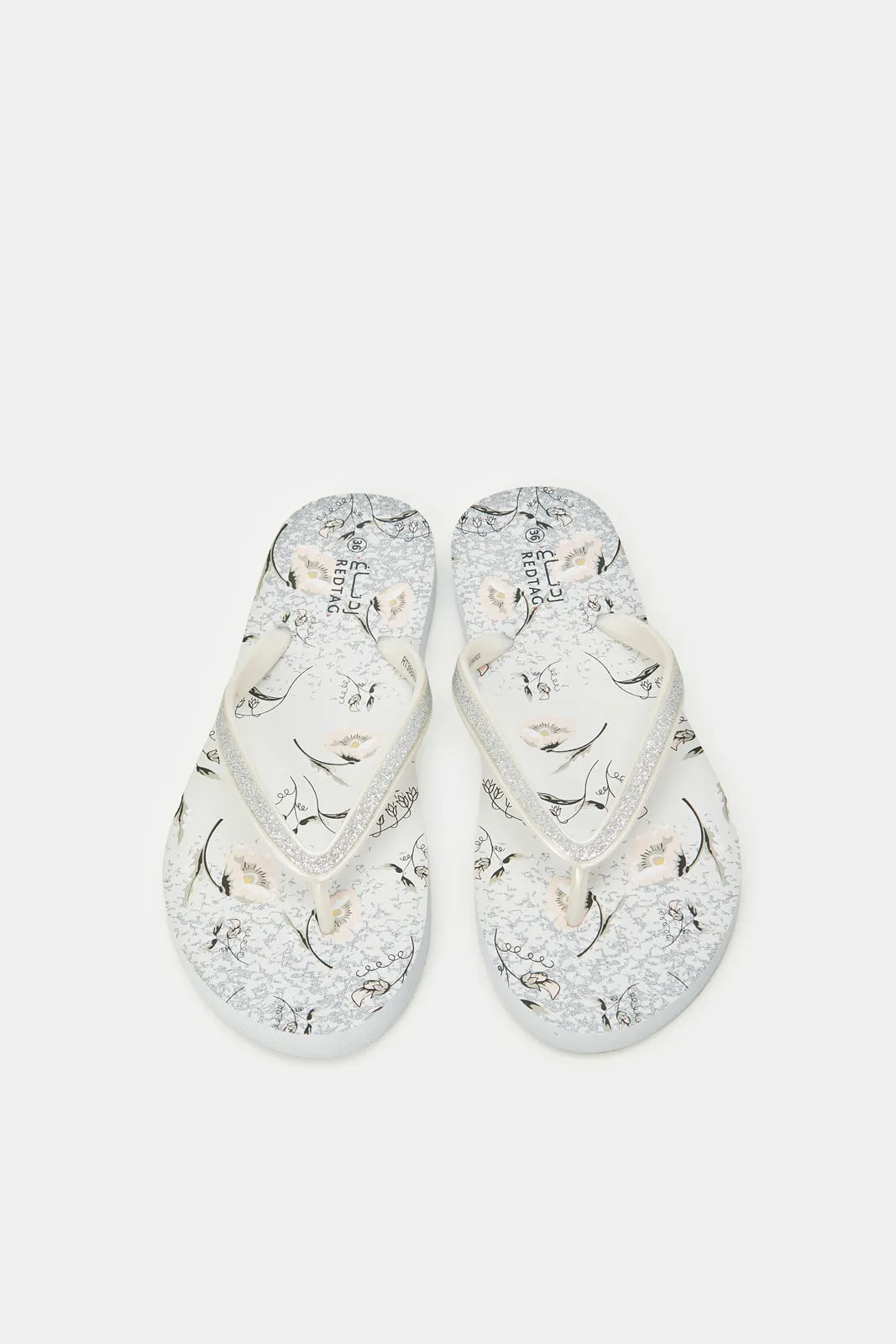 Women Grey Glitter Flip Flop