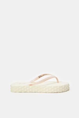 Women Ivory Textured Flip Flop