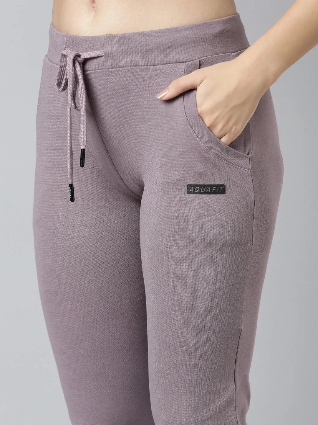 Women Solid Slim Fit Lavender Track Pant