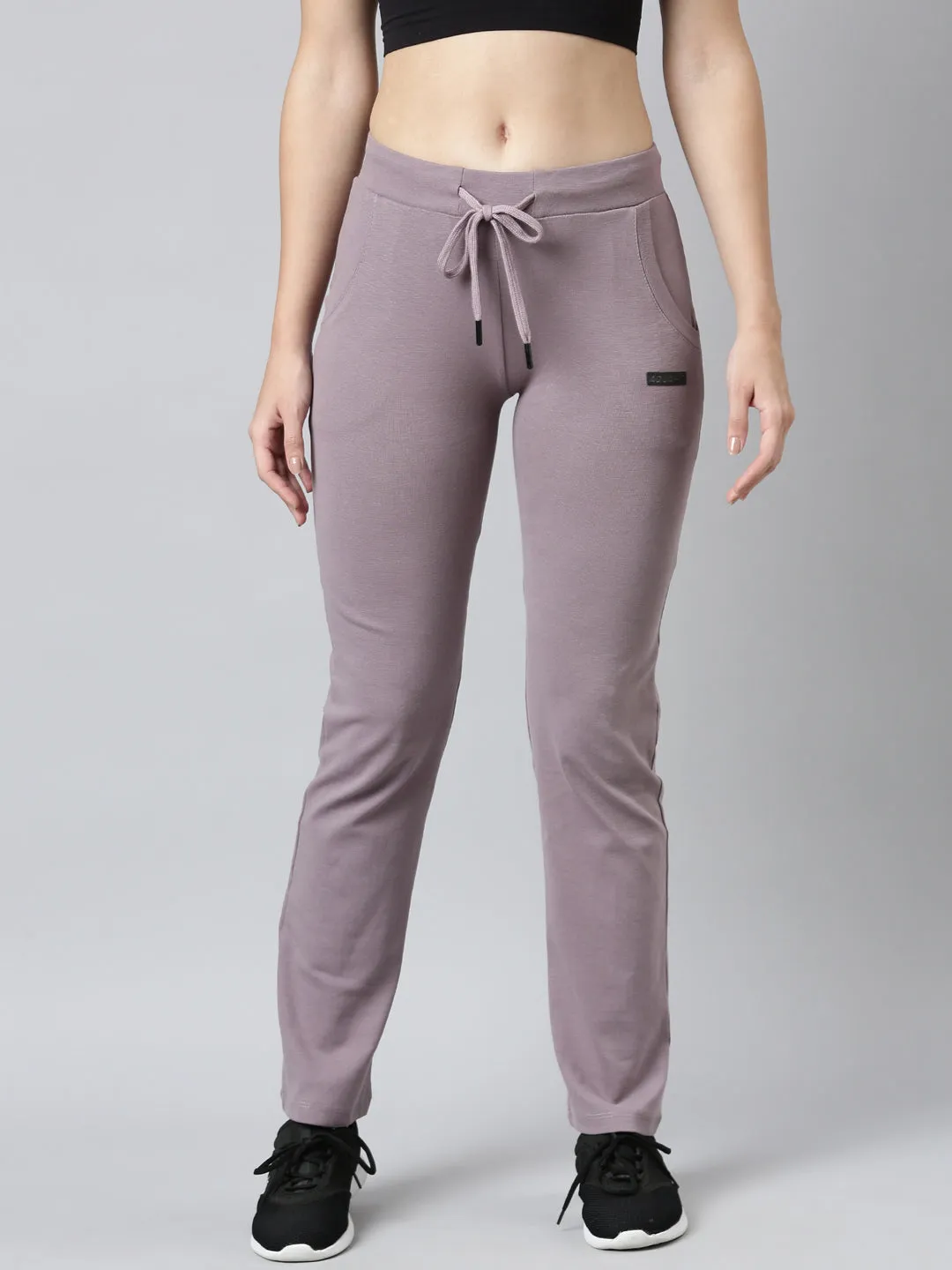 Women Solid Slim Fit Lavender Track Pant