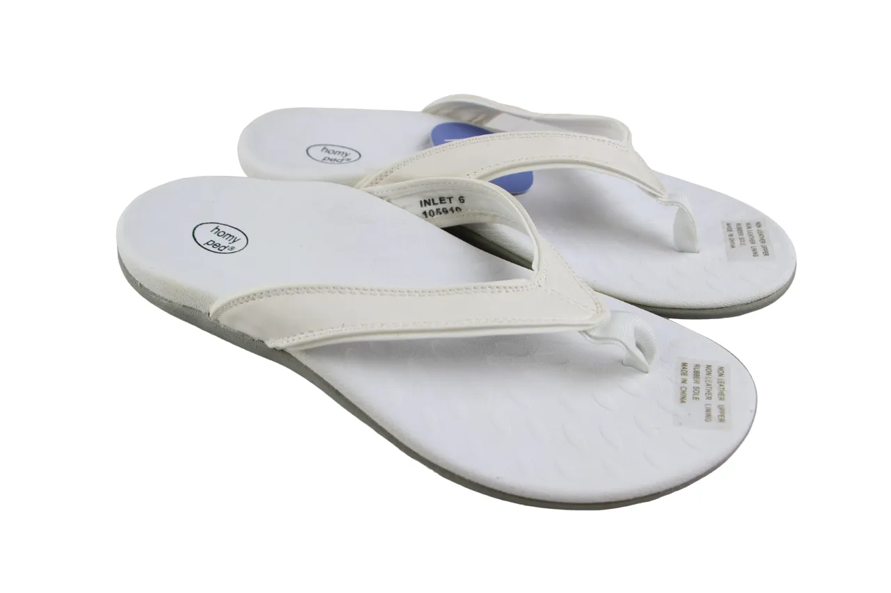 Womens Homyped Inlet White Thongs Slip On Shoes Flats