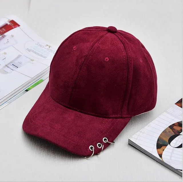 Xuyijun 2017 winter unisex solid Ring Safety Pin curved hats baseball cap men women Suede snapback caps casquette gorras